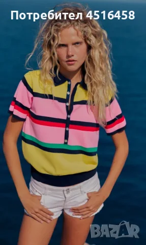 Нова раирана поло тениска ZARA