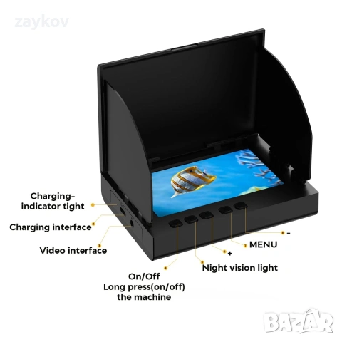 Подводна риболовна камера с 4.3" IPS монитор, 65 фута/20 м кабел, Fish Finder C..., снимка 6 - Камери - 54401478