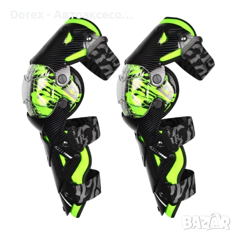 Мото наколенки PA968 комплект 2 бр. карбон зелени/червени