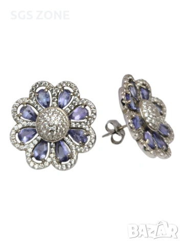 Много красиви обеци с естествен танзанит от Тайланд, снимка 3 - Обеци - 54027383