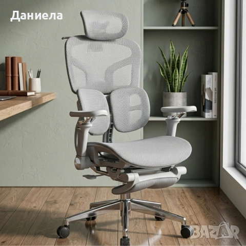 Ергономичен геймърски стол до 240 кг с 6D подлакътници и наклон 135° 