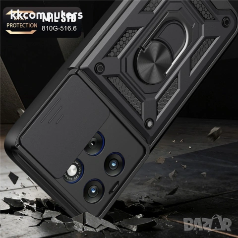 Калъф за Motorola Edge 70 Fusion+ 5G / Fusion 5G с Капаче за Камера и Стойка - PC+TPU, Военна защита, снимка 11 - Калъфи, кейсове - 54120294