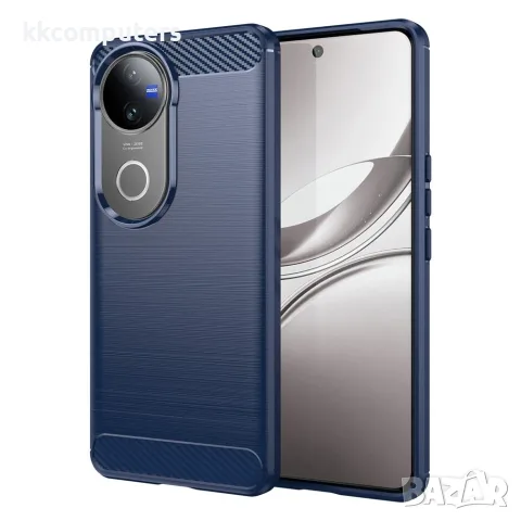 Калъф за vivo V50 5G – Карбонов текстура, Четкан, TPU, Издигнати ръбове, 3 цвята, снимка 3 - Калъфи, кейсове - 55378455