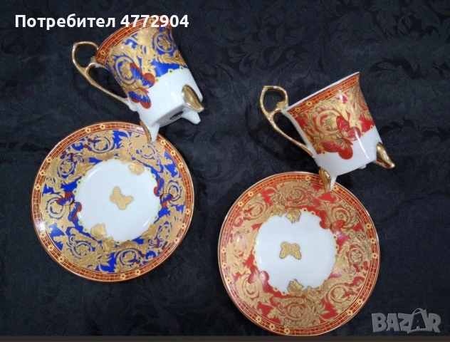 Vintage k&k Vienna porcelain Комплект 2бр .двоен сет  за еспресо/късо кафе 