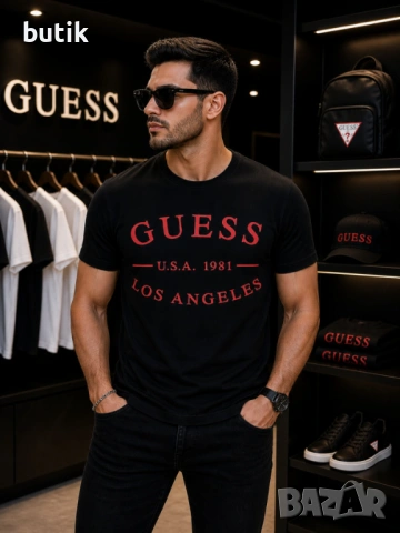 Guess черна мъжка тениска Los Angeles – S, XL, снимка 2 - Тениски - 54427096