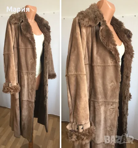 С / М H&M Дамско Палто Естествена Кожа Велур, снимка 8 - Палта, манта - 55675912