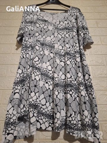 СТРАХОТНА ЧЕРНОБЯЛА ТУНИКА 3XL, снимка 2 - Туники - 54585758