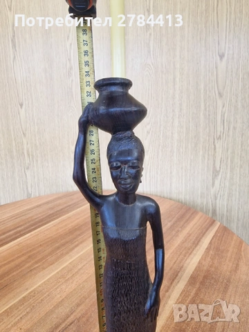 Африканска статуетка / дърворезба 33 см., снимка 7 - Статуетки - 54366596