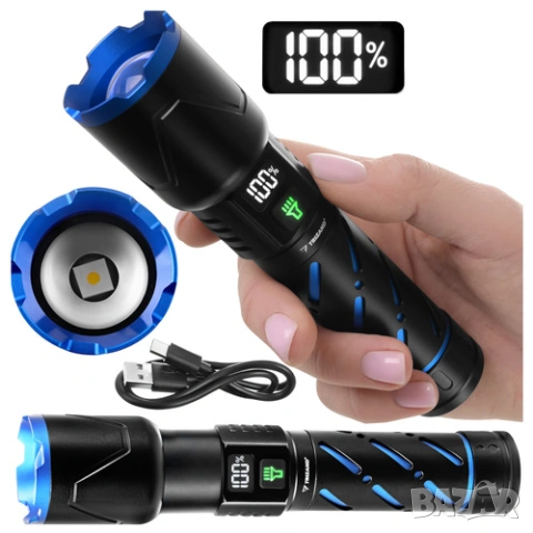 Мощен лед фенер - два модела (800lm-->1500lm) / Tактически фенер / Aкумулаторен лед фенер, снимка 9 - Къмпинг осветление - 54211738