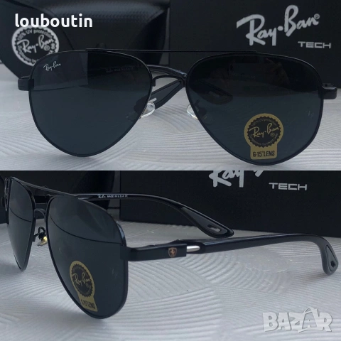 Ray Ban Ferrari 3 цвята мъжки слънчеви очила авиатор минерално стъклоло, снимка 3 - Слънчеви и диоптрични очила - 55153693