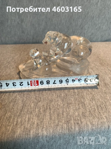 стъклена фигура на мечка с мече , снимка 6 - Колекции - 54400041
