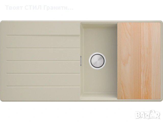 Бежова кухненска мивка от гранит Копенхаген 1000x500 Top 60, снимка 2 - Мивки - 55123811
