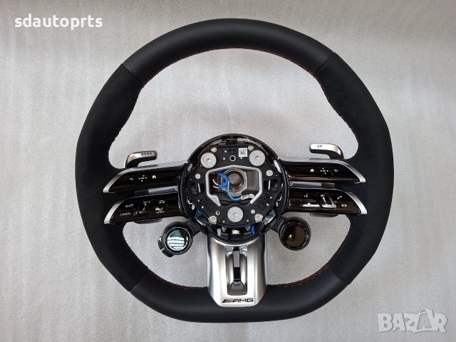 Нов Оригинален Волан Алкантара AMG Mercedes W206 W223 W213 W257 W167 W254 63 - Червен шев, снимка 2 - Части - 55283227