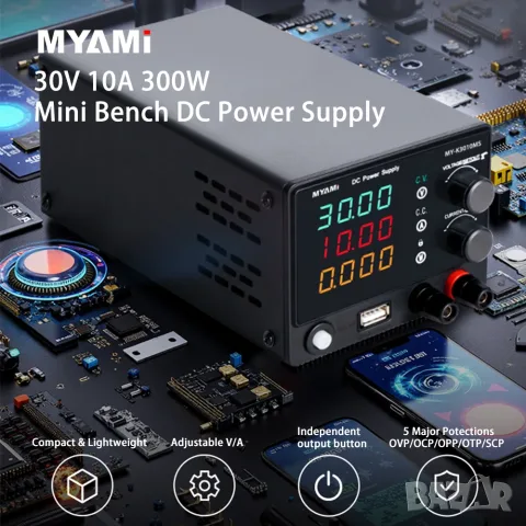 MYAMI MY-K3005MS Лабораторно захранване 0–30V / 0–5A, 150W, регулируемо DC, снимка 3 - Друга електроника - 55596784