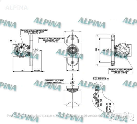 LED габарит/ Лед габаритна светлина 12/24V с 3 SMD диода, късо рамо, бял/жълт/червен, Полски-1 бр., снимка 5 - Аксесоари и консумативи - 54791162