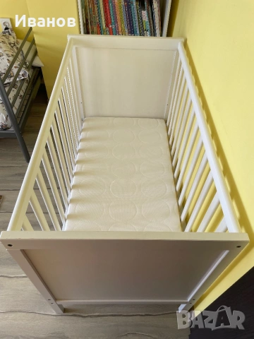 Бебешко легло ИКЕА (кошара IKEA) креватче с матрак 60x120 см, 2 нива, снимка 8 - Кошарки - 54581193