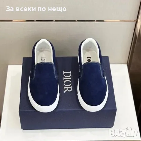 CD Slide Navy/White Стилни Мъжки Обувки Dior Slip-On Sneaker От Тъмносин Велур Код ch102