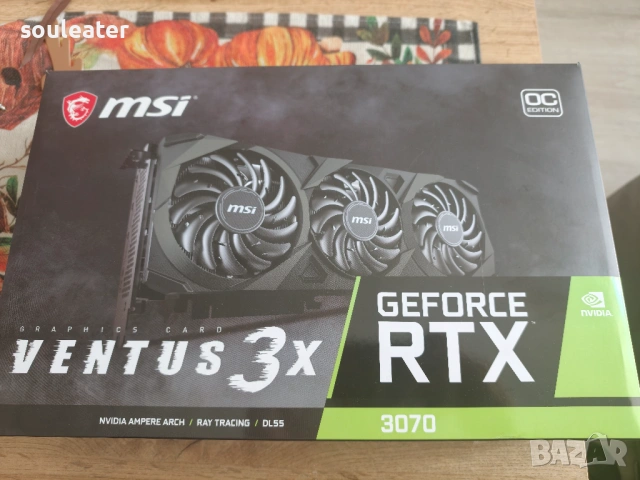 Видеокарта MSI GeForce RTX 3070 Ti 8GB VENTUS 3X OC, снимка 2 - Видеокарти - 54679116