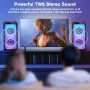 Караоке колона с 2 безжични микрофона, Bluetooth, 200W Peak, TWS и LED светлини, снимка 3