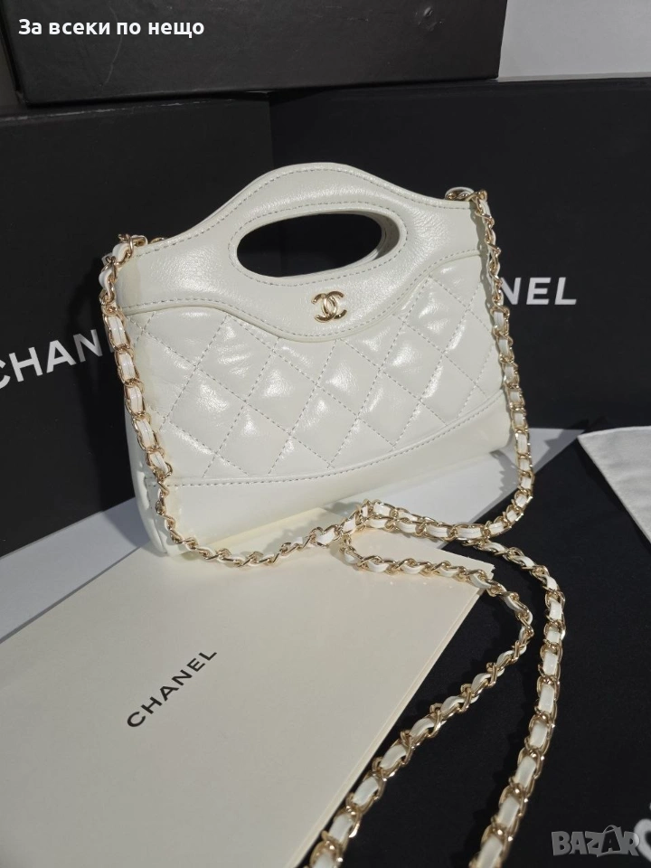 Chanel Nano Bag Дамска Бяла Чанта От Телешка Кожа Код Brand Luxury Fashion47, снимка 1