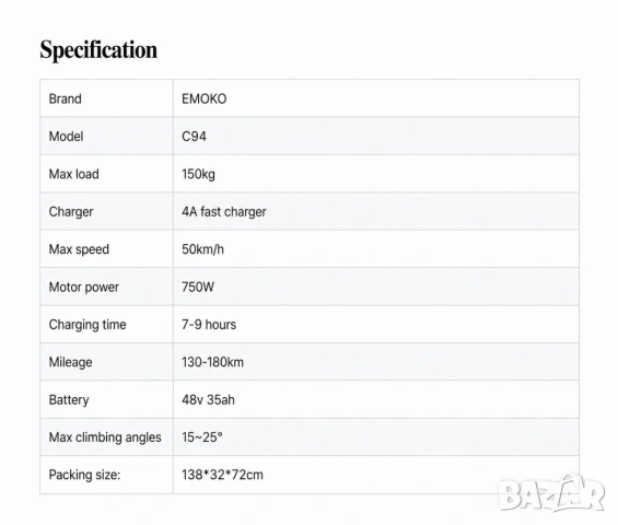Електрически велосипед/колело EMOKO C94 750W 35AH, снимка 7 - Велосипеди - 50824153