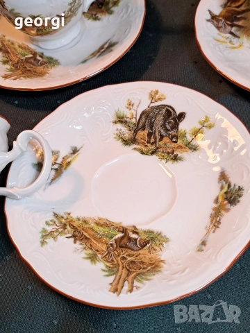 чешки порцеланов сервиз Bernadotte ловни мотиви  35/1, снимка 4 - Сервизи - 54176716