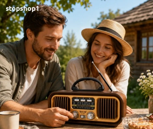 Преносимо радио GOLON RX-826 с Bluetooth, USB и SD карта, сменяема батерия, 24x10x8 см, кафяво / Blu, снимка 2 - Bluetooth тонколони - 55278028