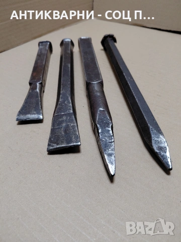 Комплект Соц Стари Ръчно Ковани Каменоделски Клинове Секачи 3.250кг. НОМЕР 1845., снимка 3 - Антикварни и старинни предмети - 54609710