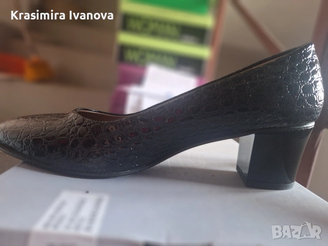 нови обувки черен лак кроко, снимка 3 - Дамски обувки на ток - 54183843