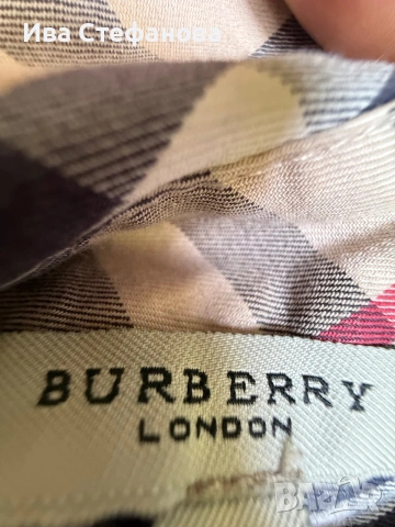  Оригинална памук памучна маркова 100% оригинала рокля риза Burberry Great Britain каре, снимка 2 - Рокли - 51709148