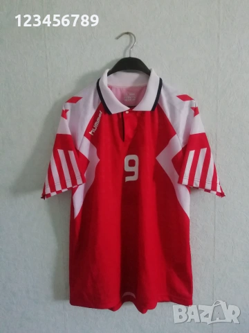 Denmark Euro 1992 Povlsen #9 оригинална ретро тениска фланелка Дания Hummel екип vintage 