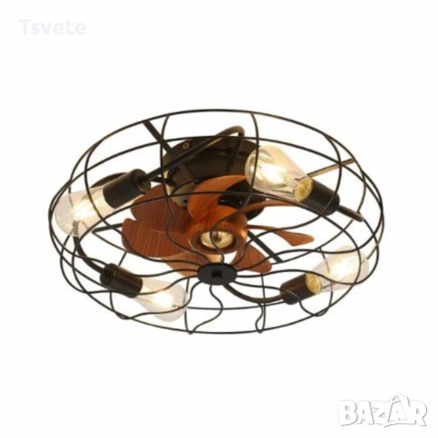 1бр/ Вентилатор за таван с LED осветление, 50 см 
