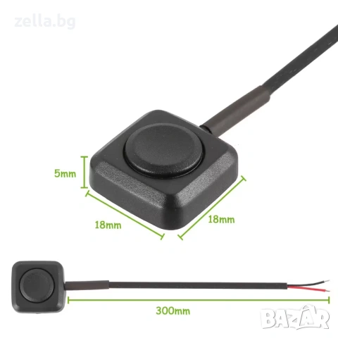 Комплект 2 броя мини бутони тип „Push“ 12V/24V без задържане, предварително окабелени 0.5A — 10460, снимка 7 - Друга електроника - 54703434
