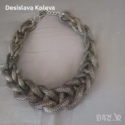 черно изключително стилно масивно колие, снимка 2 - Колиета, медальони, синджири - 55502790
