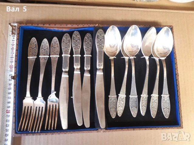 Стари посребрени прибори за хранене - СССР, снимка 2 - Антикварни и старинни предмети - 53960897