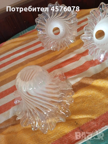 6 броя дебелостенни и масивни стъклени абажура за полюлей , снимка 2 - Полилеи - 54121227