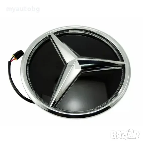 LED светеща стъклена емблема Mercedes-Benz 185 мм – W213 / W205, снимка 4 - Аксесоари и консумативи - 55554818