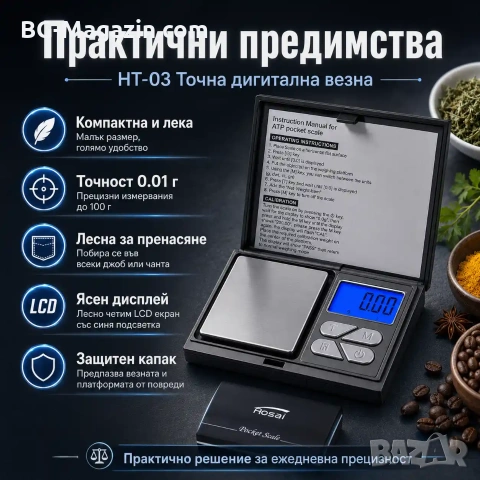 Точна дигитална везна 0.01g бижутерска кухненска за злато храна монети електронен кантар джобна мини, снимка 6 - Везни - 50929729