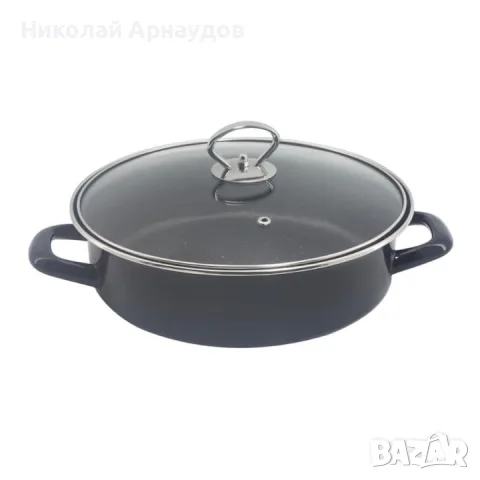 Тава и тенджера 2в1 Rosberg R51222A28CT, 28 см, Мраморно покритие, Капак, Индукция и фурна, Черен, снимка 2 - Съдове за готвене - 55645064