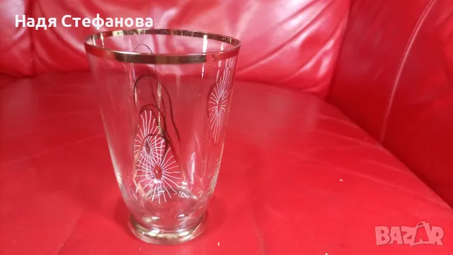 Страхотни ретро водни чаши, златни кантове, ръчно рисувани, 6 бр, снимка 6 - Чаши - 55365927