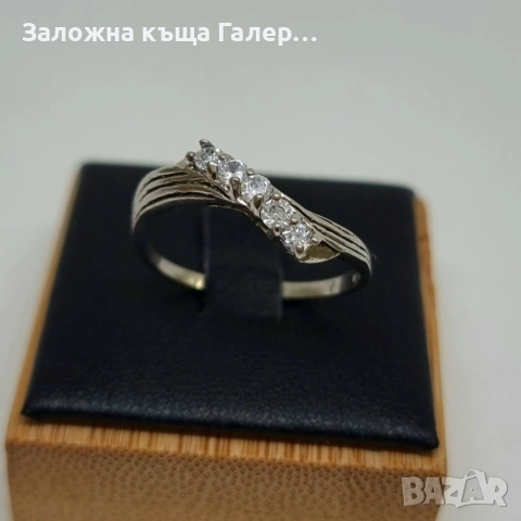 Сребърен пръстен с фианити – 925 проба, снимка 2 - Пръстени - 54214433