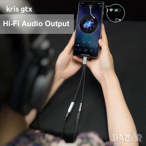 Преходник DAC USB C към 3,5 мм Aux жак за слушалки и адаптер за зарядно USB C 60W бързо зареждане , снимка 7 - Друга електроника - 55143271