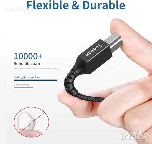 Висококачествен подсилен USB 3.0 кабел тип A към тип B с дължина 3 метра. , снимка 3 - Друга електроника - 54542548