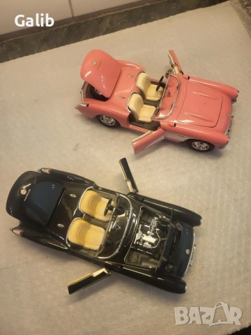 Chevrolet Corvett 1957 Burago метална колекционерска количка, снимка 3 - Антикварни и старинни предмети - 54611865