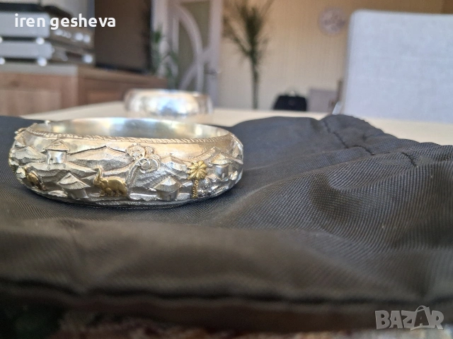 Срибърна гривна с позлата, снимка 1 - Гривни - 54344604