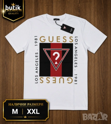 Guess бяла мъжка тениска с голяма щампа – M, XXL