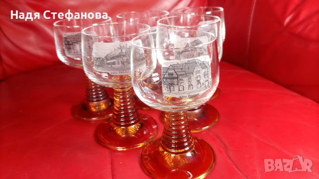 Много красив френски кристал, концентрат, 100 мл, жълтеникаво столче, снимка 3 - Чаши - 55221504