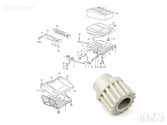 Зъбно колело за задвижване на седалка на Nissan Maxima MK4, снимка 5 - Части - 54081044