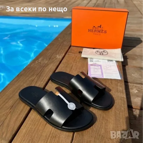 Hermes Мъжки Черни Чехли Телешка Кожа Код ch84
