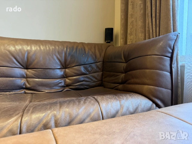 Модулен диван и табуретка Natuzzi Editions Intrigo - Естествена кожа, снимка 4 - Дивани и мека мебел - 54455153